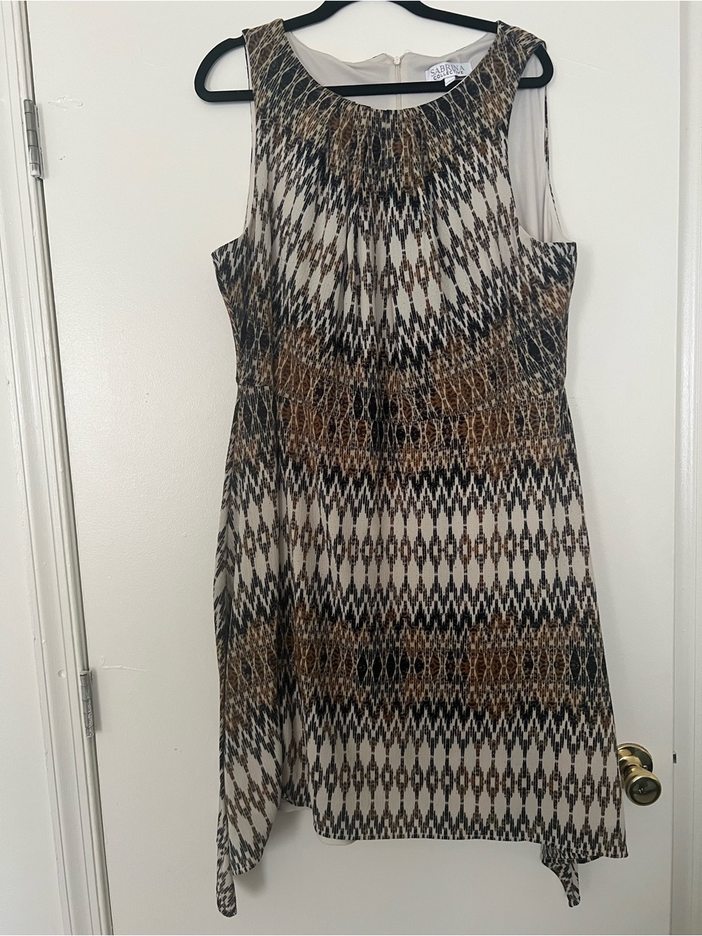 Sabrina Collective Cream, Black and Brown Geometric Sleeveless Mini Dress